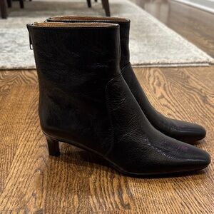 Madewell Black Leather Kitten Heeled Boots